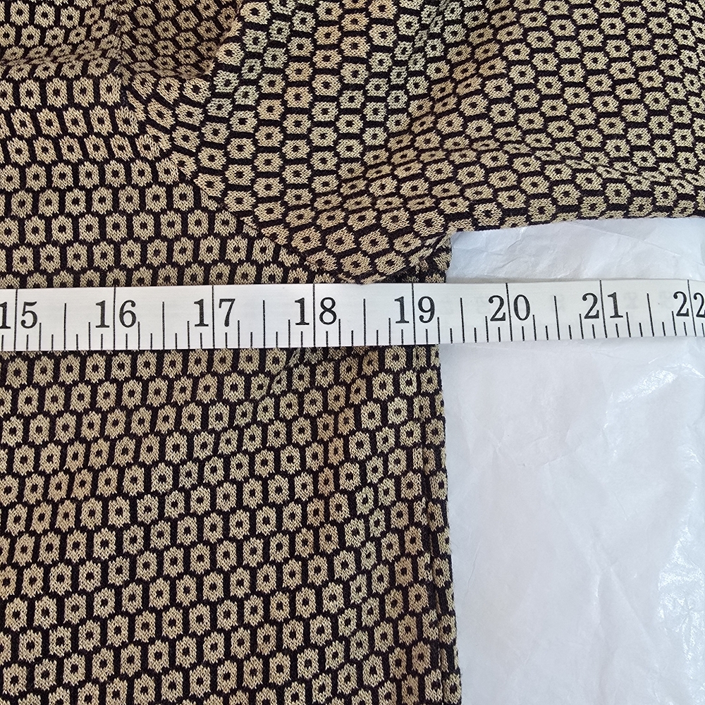 J. JILL Sz Small Ponte 3/4 Sleeve Geometric Print Top Brown Tan Black Pockets - Picture 8 of 13
